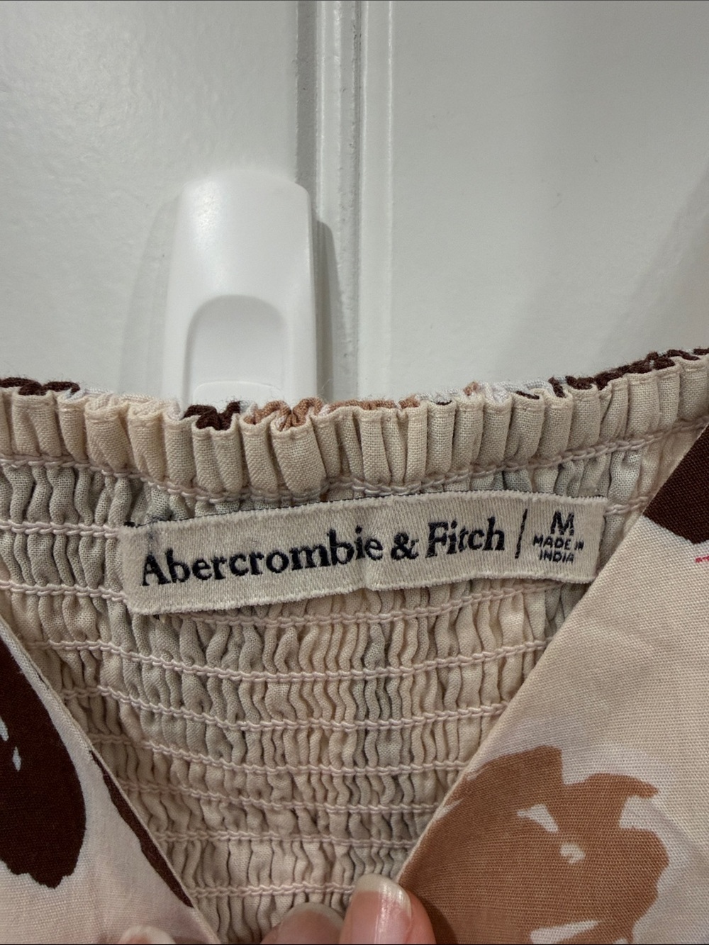 EUC Abercrombie & Fitch Coral, Beige & Brown Floral Midi Dress - Picture 3 of 5